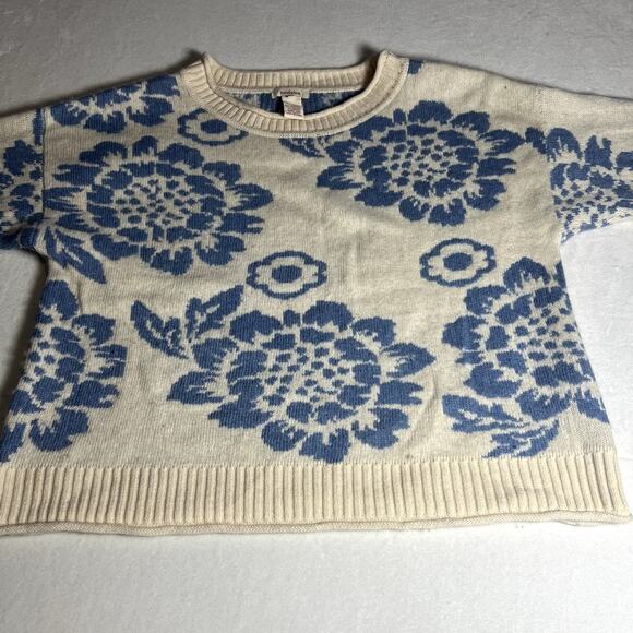 Sundance Womens White with Blue Flower Sweater Size Large - Picture 8 of 9